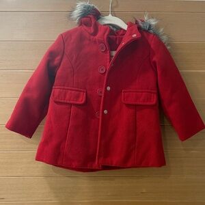 Cat & Jack Red Kids Jacket with Faux Fur Trim